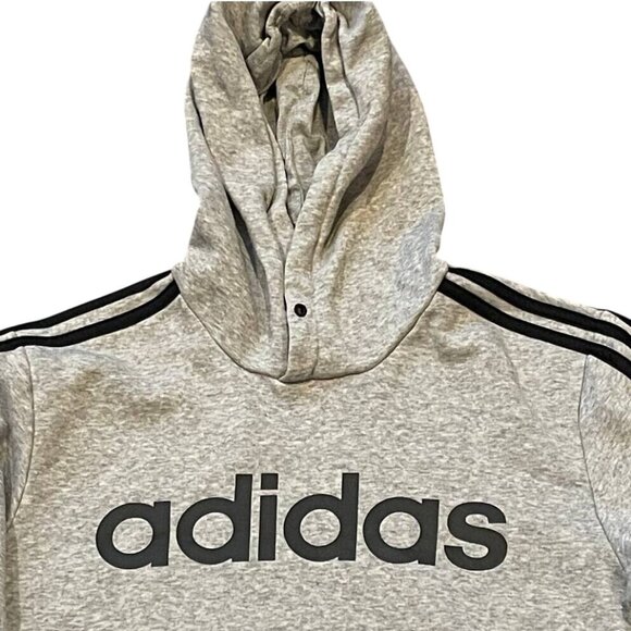 Adidas Mens Small Gray Hoodie Sweatshirt With Logo & Stripes - Picture 6 of 8